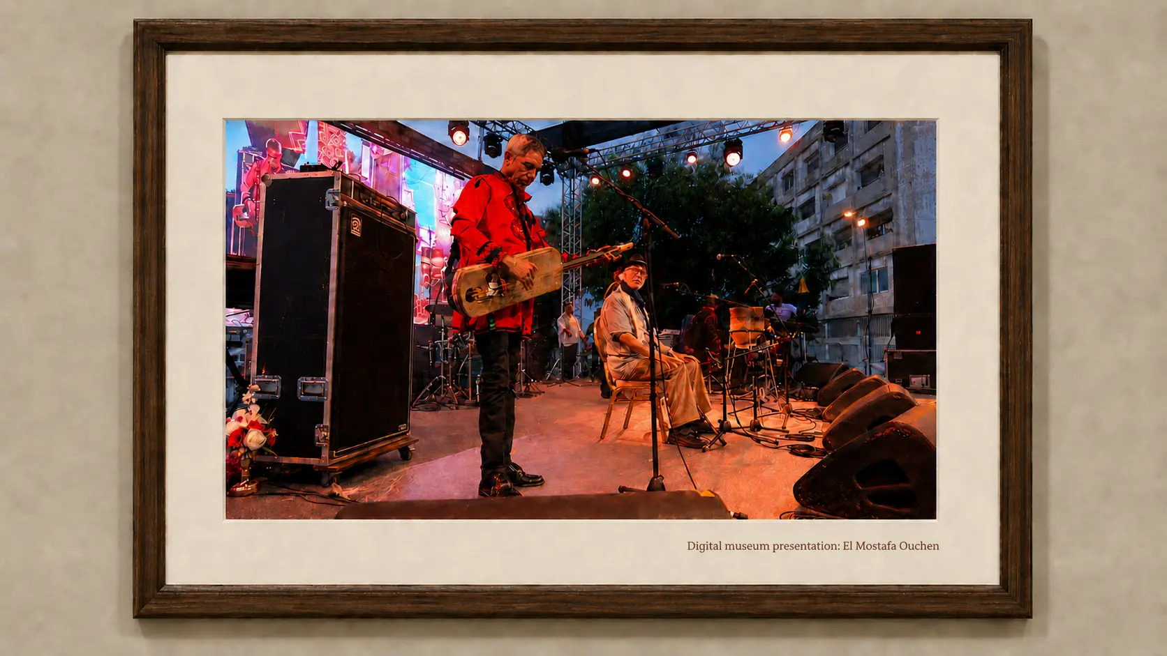 Nass El Ghiwane performing on an outdoor stage
